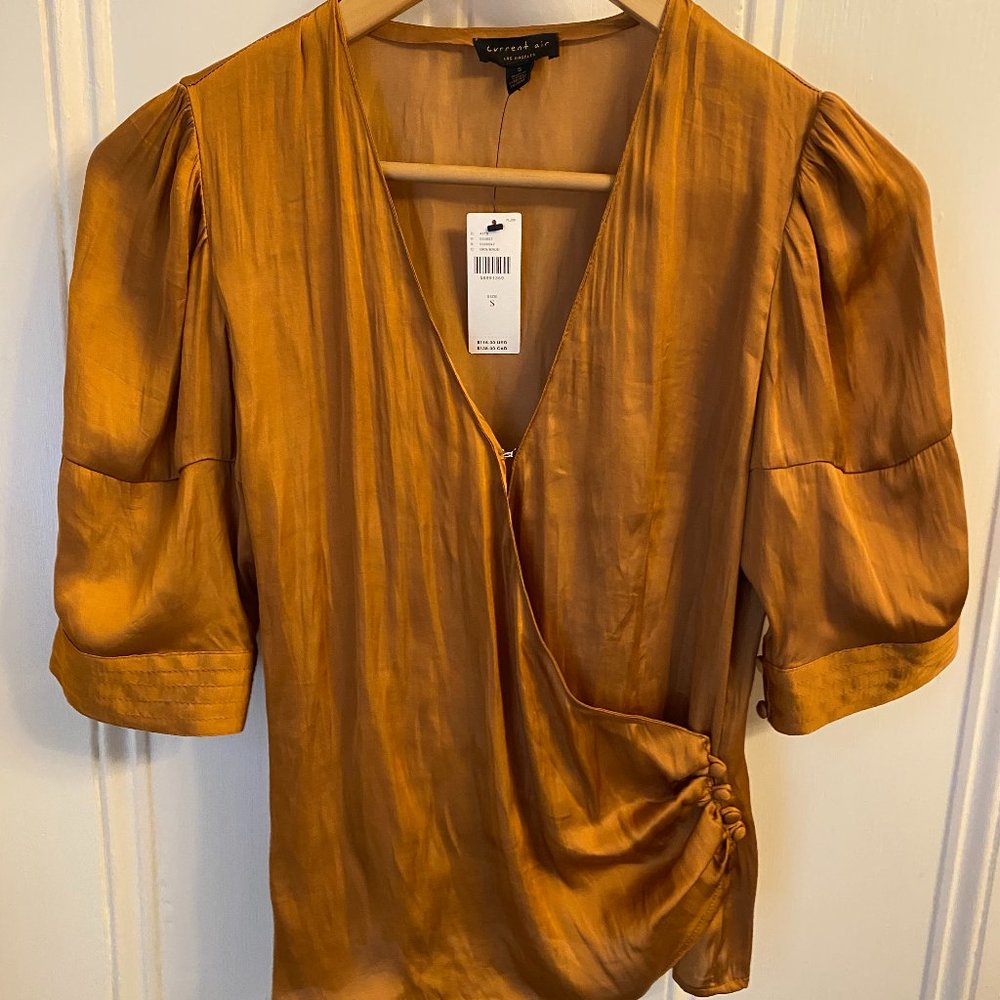 Silk Wrap Top with Buttons